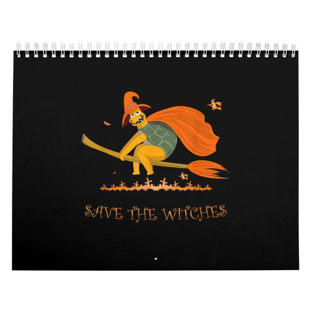 Calendário Vassoura-de-bruxa-voadora de Halloween Salem (Capa)