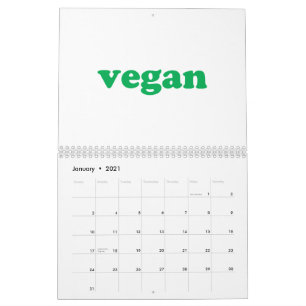 Calendário Vegan verde e branco
