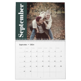 Calendário Verde de Fotografia Personalizada da Família 2024