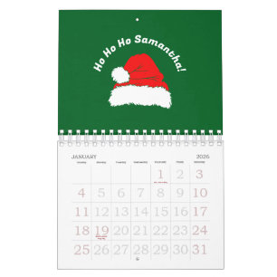 Calendário Verde Vermelho Branco Papai Noel Feliz Natal