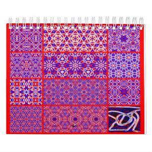 Calendário Vermelho, Branco e Azul