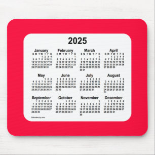Calendário Vermelho Cherry 2025 por Janz Mouse Pad