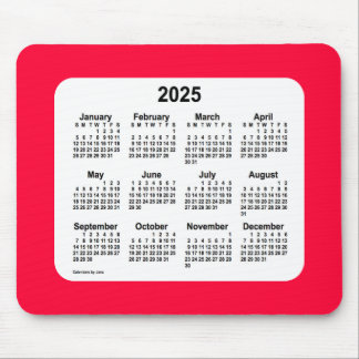 Calendário Vermelho Cherry 2025 por Janz Mouse Pad