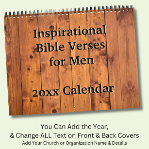 Calendário Versos de Bíblia Inspiracional para Homens 12 Mese