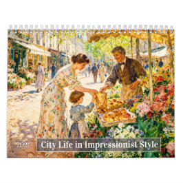 Calendário Vida Urbana em Estilo Impressionista