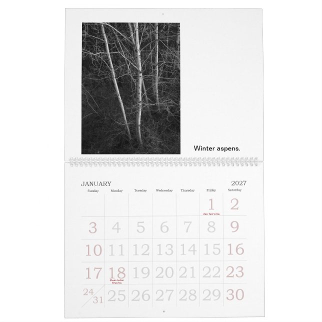 Calendário Vidas e mortes das árvores (Jan 2027)