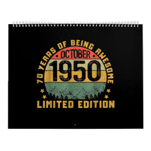 Calendário Vintage 71 Anos Nascer De Aniversário Em Outubro 