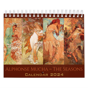 Calendário Vintage Alphonse Mucha As Estações Art Nouveau