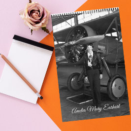 Calendário Vintage Amelia Earhart Pilot Photos Fun Aviation