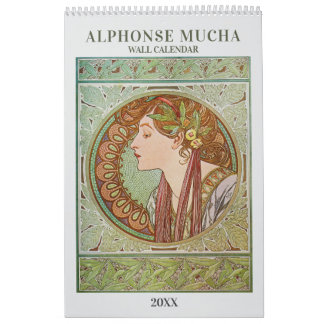 Calendário Vintage Art Nouveau de Alphonse Mucha