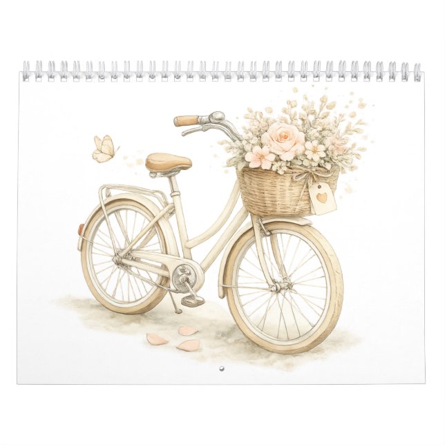 Calendário Vintage Bicycle Floral Wall Calendar (Capa)