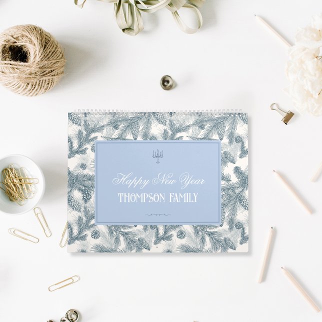 Calendário Vintage Blue Pine Botanical Motivational Calendar (Criador carregado)