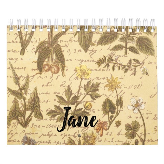 Calendário Vintage Botanical Floral (Capa)