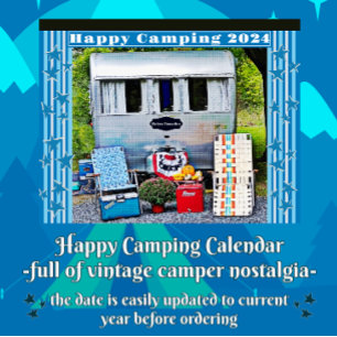 Calendário Vintage Campers Happy Camping 2024 Calendar