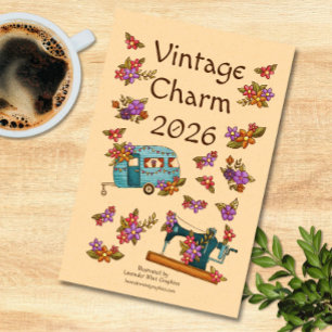Calendário Vintage Charm Retro Nostalgia