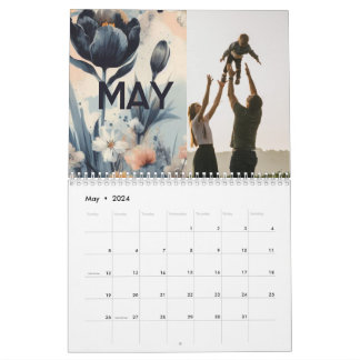 Calendário Vintage elegante com rústica floral