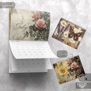 Calendário Vintage Floral Borboleta