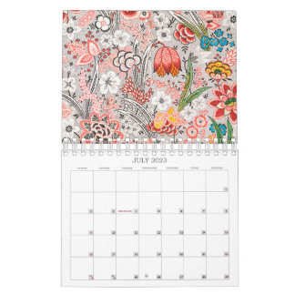 Calendário Vintage Floral Patterns Mid-Year / Academic