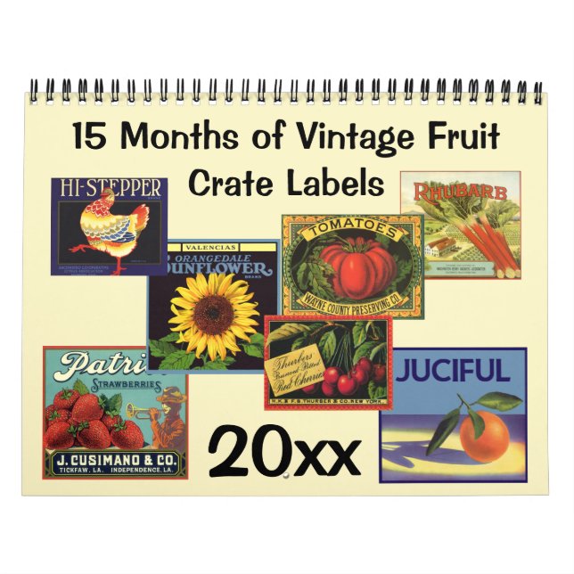 Calendário Vintage Fruta Crate Label Art (Capa)