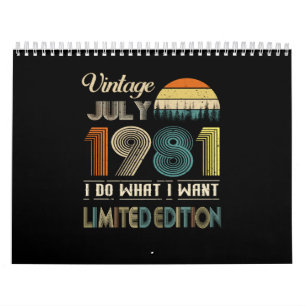 Calendário Vintage julho de 1981 What I Want Limited Edition 