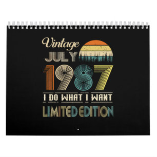 Calendário Vintage julho de 1987 What I Want Limited Edition