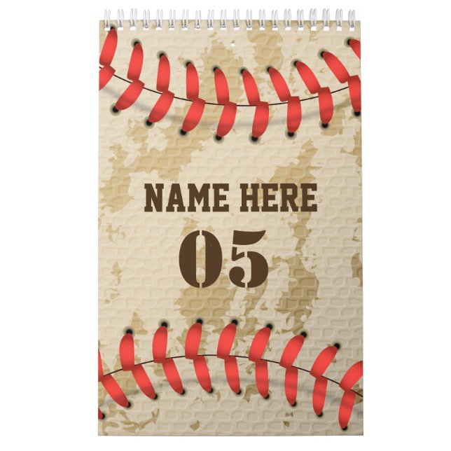 Calendário Vintage Personalizado Nome do Baseball Número Retr (Capa)