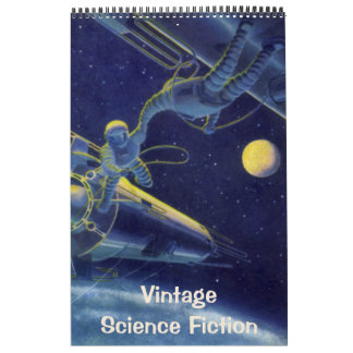 Calendário Vintage Science Fiction Illustrations, Retro SciFi