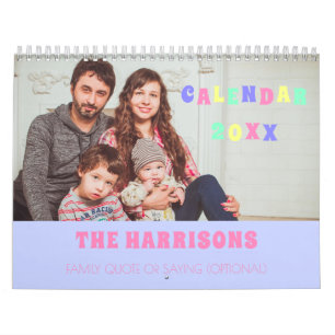Calendário Vintagem de Fotos da Família Texto Personalizado C