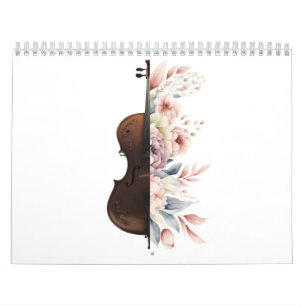 Calendário Violino com flores.