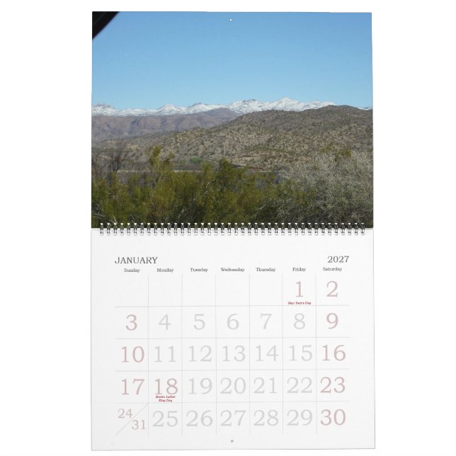 Calendário vista do Grand Canyon (Jan 2027)