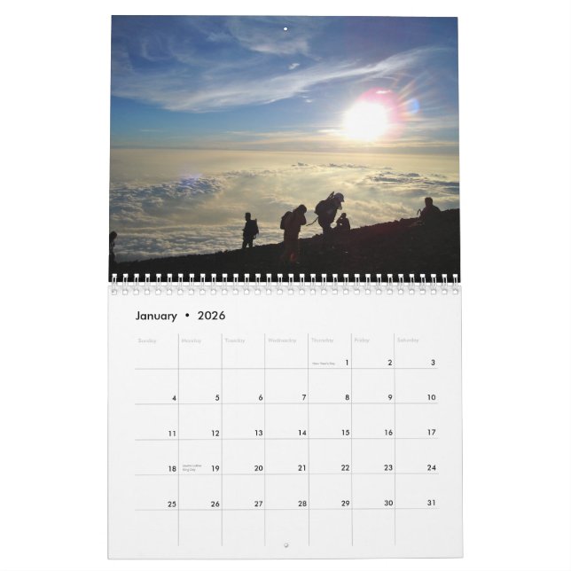 Calendário Vistas da cimeira de Monte Fuji, Japão (Jan 2026)