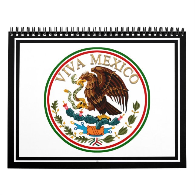 Calendário Viva México Ícone de Sinalizador Mexicano com Text (Capa)