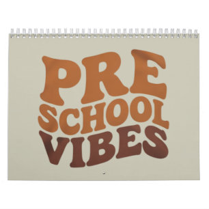 Calendário Voltar às aulas primeiro dia do pré-escolar Groovy