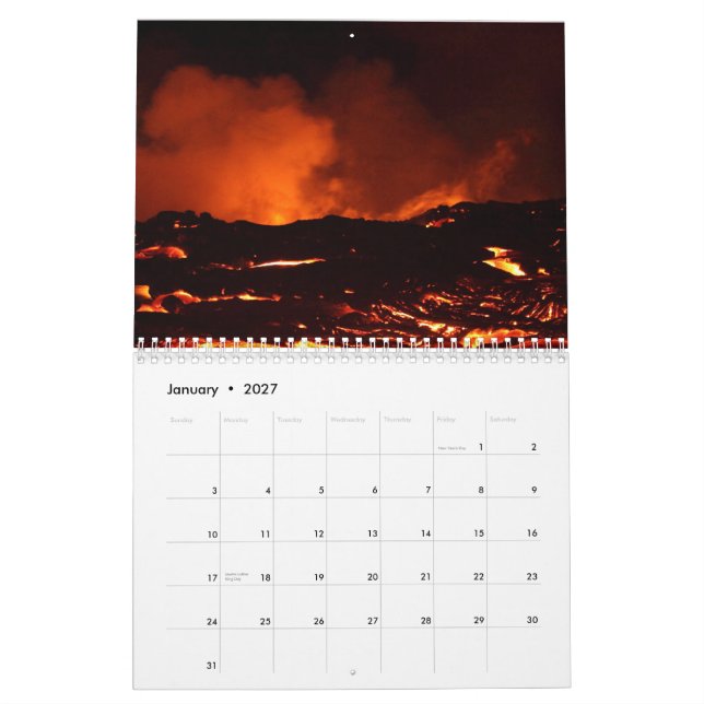 Calendário Vulcão de Kilauea, Havaí (Jan 2027)