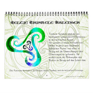 Calendário Wandkalender Celtic Triskele + feriados celtas
