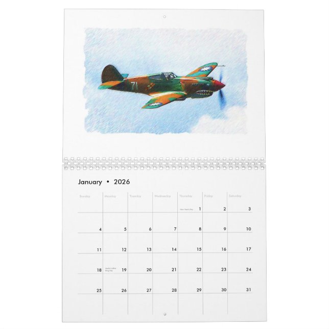 Calendário Warbirds da segunda guerra mundial (Jan 2026)