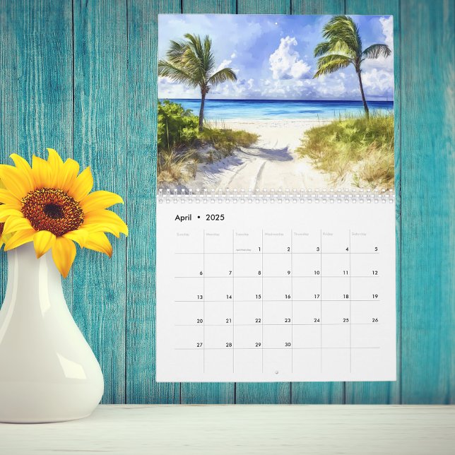 Calendário Watercolor Beach Seascapes Landscapes (Criador carregado)
