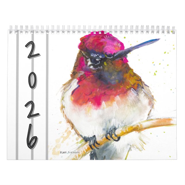 Calendário Watercolor Birds Wall Calendar 2026 (Capa)