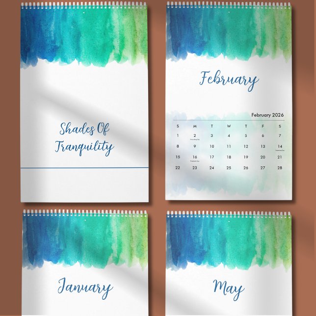 Calendário Watercolor Calm & Elegant Minimal Design (Criador carregado)