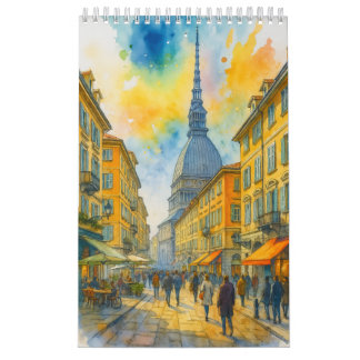 Calendário Watercolor Cities of the World 2026 Travel Art 