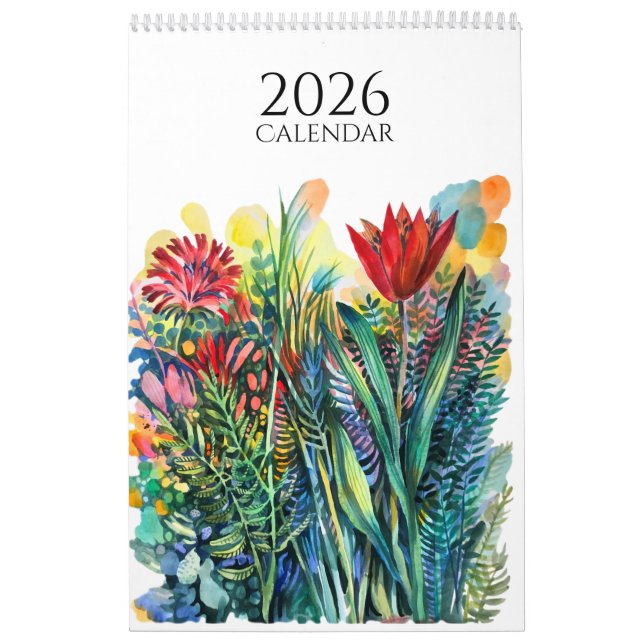 Calendário Watercolor flowers and animals Calendar (Capa)