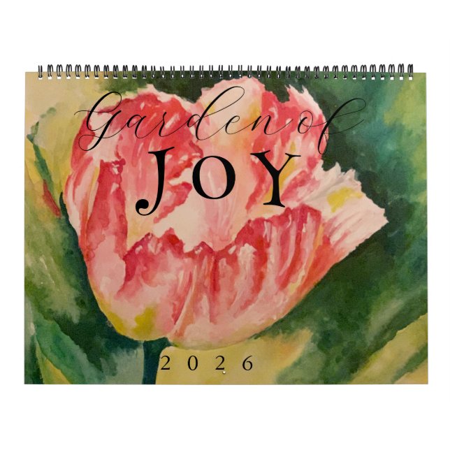 Calendário Watercolor Flowers Two Page 12-Month Calendar  (Capa)