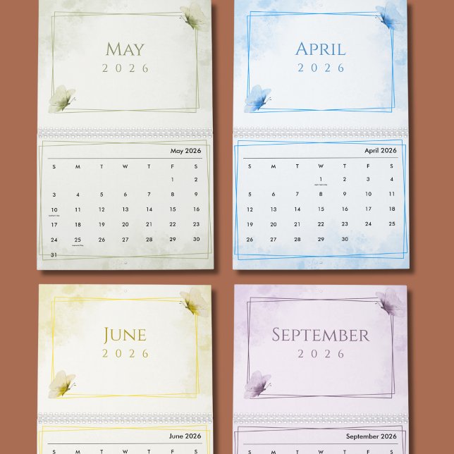 Calendário Watercolor Modern Butterfly Aesthetic (Criador carregado)