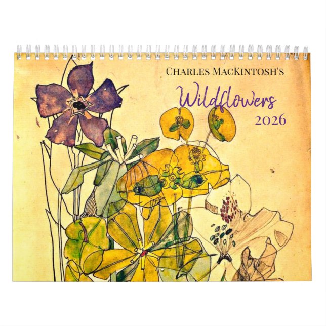 Calendário Watercolor Wildflower, 2026, de Charles Mackintosh (Capa)