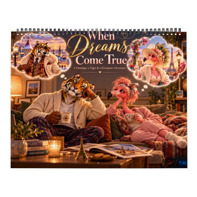 Calendário When Dreams Come True – Funny Flamingo & Tiger2027 (Capa)