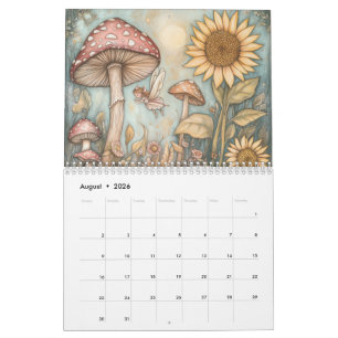 Calendário Whimsical Mushroom, Cogumelos