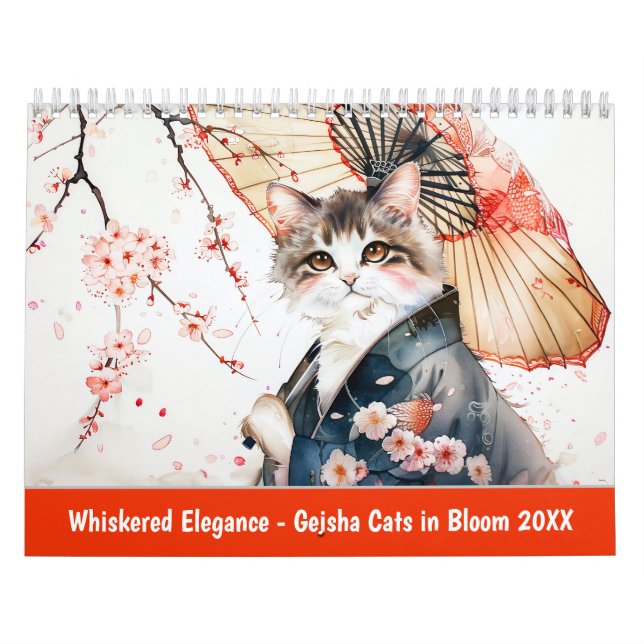 Calendário Whiskered Elegance – Geisha Cats in Bloom (Capa)
