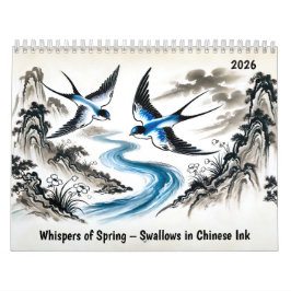 Calendário Whispers of Spring – Swallows in Chinese Ink