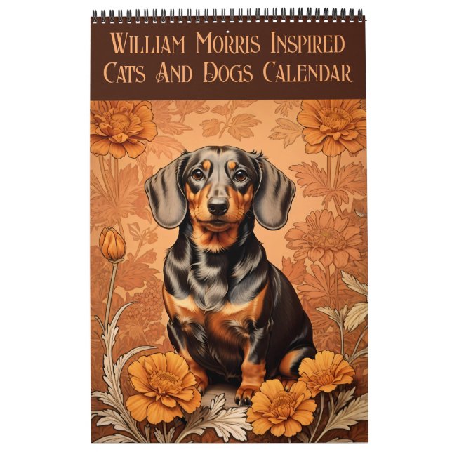 Calendário William Morris Inspirou Cães E Gatos 2025 (Capa)