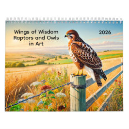 Calendário Wings of Wisdom 2026 – Raptors and Owls in Art